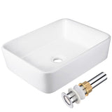 Aquaterior 18" Rectangular Bathroom Porcelain Sink w/ Drain