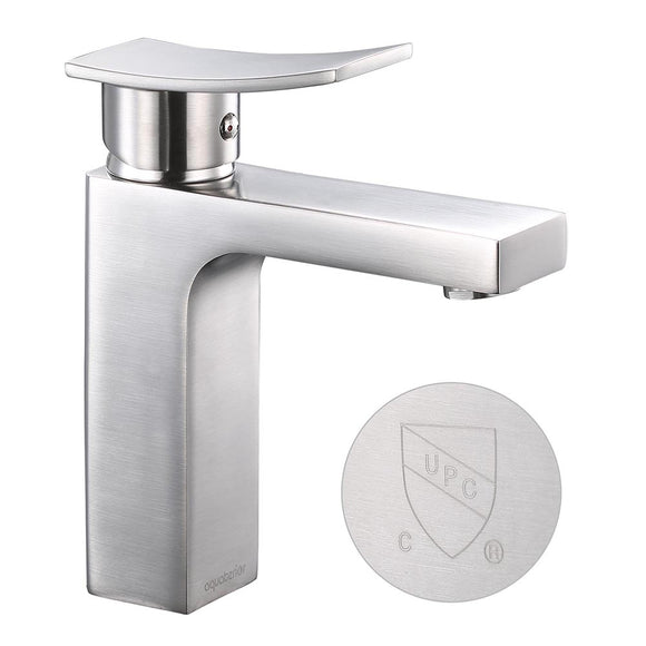Aquaterior Single-Hole Faucet Brushed Nickel 1-Handle Square 7.5