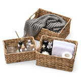 Wicker Basket Water Hyacinth Storage Bin Set(3)