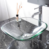 Aquaterior 16" Square Bathroom Tempered Glass Vessel Sink