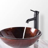 Aquaterior 16" Round Bathroom Tempered Glass Vessel Sink Artistic