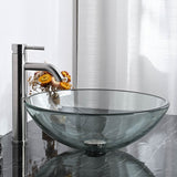 Aquaterior 16" Round Bathroom Tempered Glass Vessel Sink