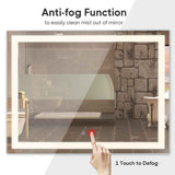 Lighted Bathroom Mirror Anti-Fog Frameless 4-Lights 32x24in