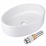 Aquaterior 19" Oval Bathroom Porcelain Sink w/ Drain