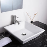 Aquaterior 16" Square Bathroom Porcelain Sink w/ Drain