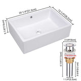 Aquaterior 20" Rectangle Bathroom  Porcelain Sink Overflow w/ Drain