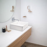 Aquaterior Square Vessel Bathroom Porcelain Sink w/ Drain 15"x15"