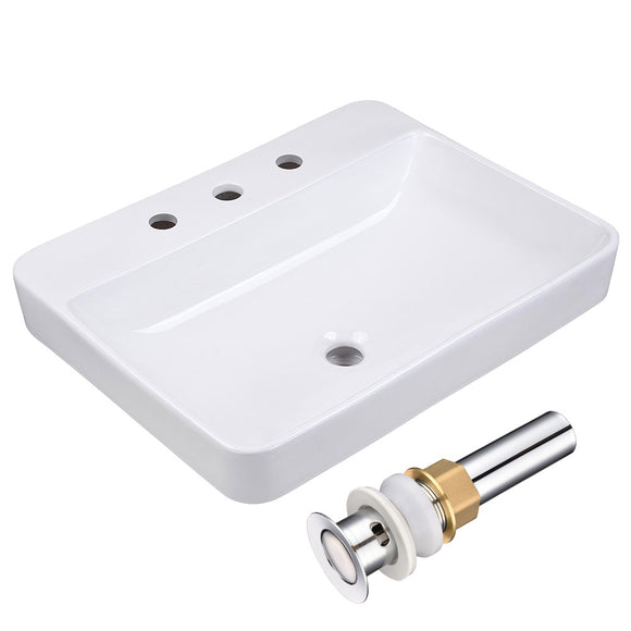 Aquaterior Bathroom Drop-in Sink Overflow w/ Drain 23x18