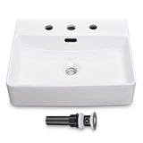 Aquaterior Bathroom Sink Countertop Overflow w/ Drain 20x16