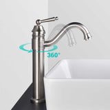 Aquaterior 13" One-Handle Brushed Nickel High-Arc Bathroom Faucet