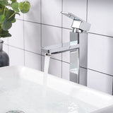 Aquaterior Vessel Faucet Chrome 1-Handle Square 11.8"H