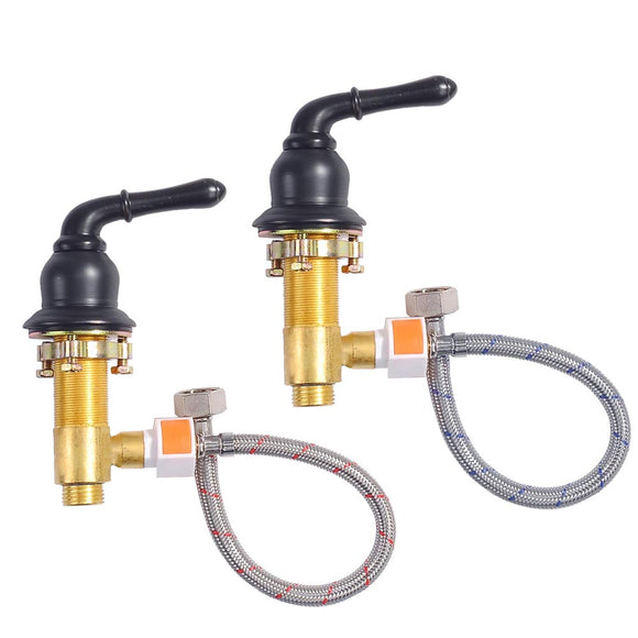 Aquaterior 2-handle Deck-Mount Bathroom Faucet Trim Kit w/ Drain ORB
