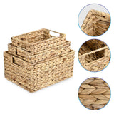 Wicker Basket Water Hyacinth Storage Bin Set(3)