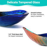 Aquaterior Teardrop-Shaped Bathroom Tempered Glass Vessel Sink