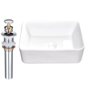 Aquaterior Rectangular Vessel Bathroom Porcelain Sink w/ Drain 16"x12"