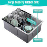 Aquaterior Kitchen Sink Undermount Stainless Steel 25"x18"x10"