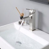 Aquaterior Single-Hole Faucet Brushed Nickel 1-Handle Square 8"H
