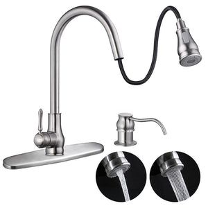 Aquaterior Pulldown Kitchen Faucet Single-Handle Brushed Nickel