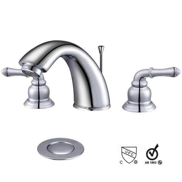 Aquaterior 2-handle Deck-Mount Bathroom Faucet Trim Kit w/ Drain Chrome