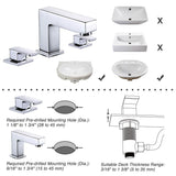 Aquaterior Widespread Bathroom Faucet Chrome 2-Handle 4"H