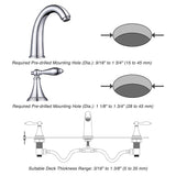 Aquaterior Widespread Bathroom Faucet 2-Handle Chrome 6.7"H